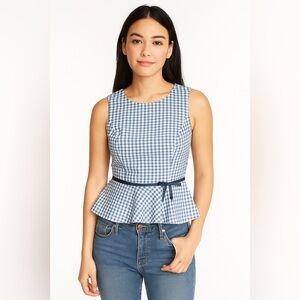 Vtg Y2K Sweet Suit Women’s Sleeveless Top Blue Houndstooth Bow Plaid coquette 4P